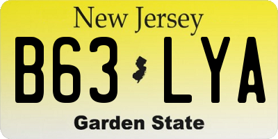 NJ license plate B63LYA