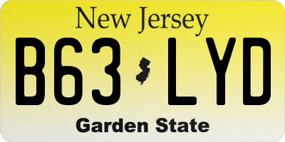 NJ license plate B63LYD