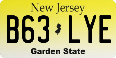 NJ license plate B63LYE