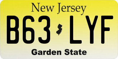 NJ license plate B63LYF