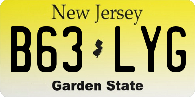 NJ license plate B63LYG