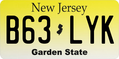NJ license plate B63LYK