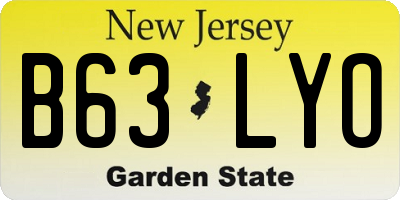 NJ license plate B63LYO