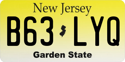 NJ license plate B63LYQ