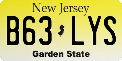 NJ license plate B63LYS