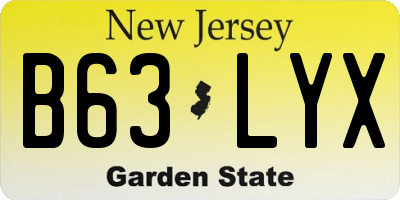 NJ license plate B63LYX