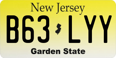 NJ license plate B63LYY