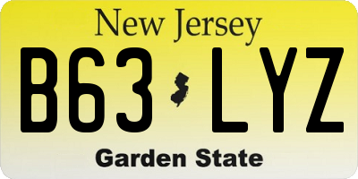 NJ license plate B63LYZ