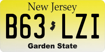NJ license plate B63LZI