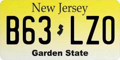NJ license plate B63LZO