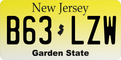 NJ license plate B63LZW