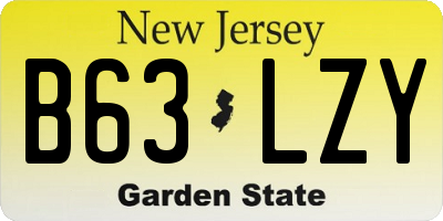 NJ license plate B63LZY