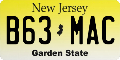 NJ license plate B63MAC