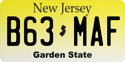 NJ license plate B63MAF