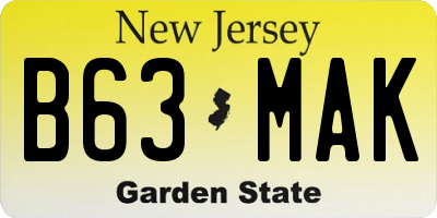 NJ license plate B63MAK