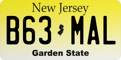 NJ license plate B63MAL