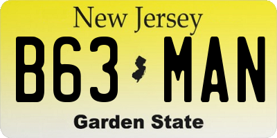 NJ license plate B63MAN