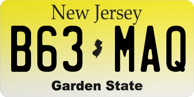 NJ license plate B63MAQ