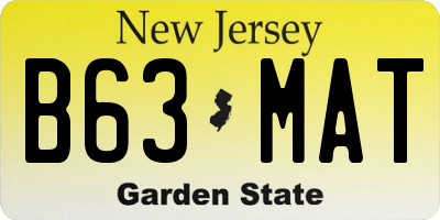 NJ license plate B63MAT