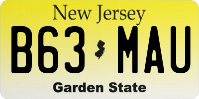 NJ license plate B63MAU