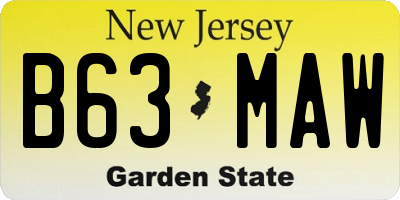 NJ license plate B63MAW