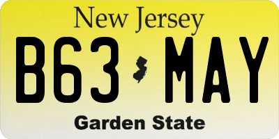 NJ license plate B63MAY