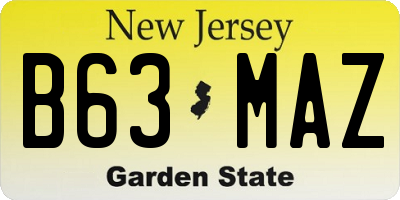 NJ license plate B63MAZ