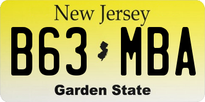 NJ license plate B63MBA