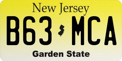NJ license plate B63MCA