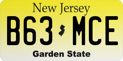 NJ license plate B63MCE