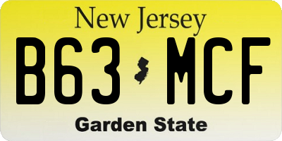NJ license plate B63MCF
