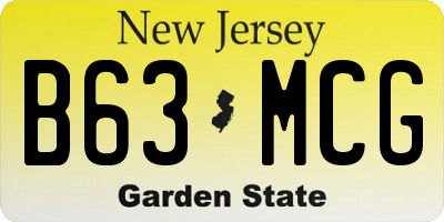 NJ license plate B63MCG