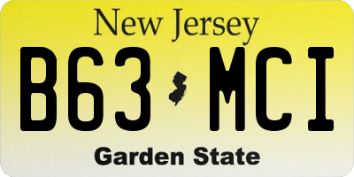 NJ license plate B63MCI