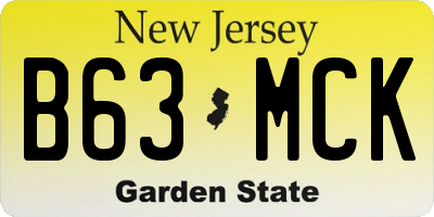 NJ license plate B63MCK