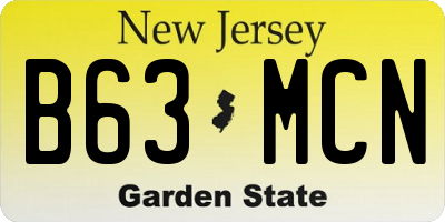 NJ license plate B63MCN