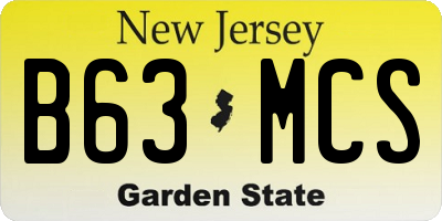 NJ license plate B63MCS