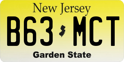NJ license plate B63MCT