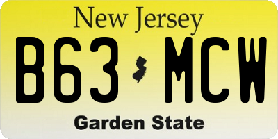 NJ license plate B63MCW