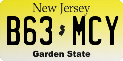 NJ license plate B63MCY