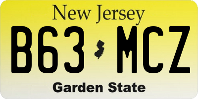 NJ license plate B63MCZ