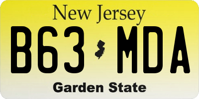 NJ license plate B63MDA