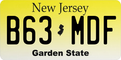 NJ license plate B63MDF