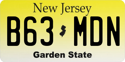 NJ license plate B63MDN