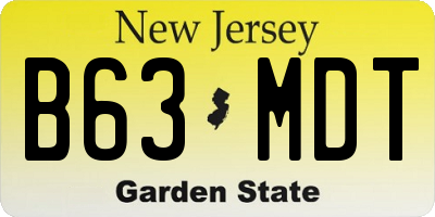NJ license plate B63MDT