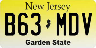 NJ license plate B63MDV