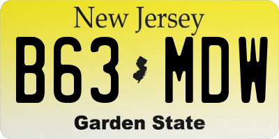NJ license plate B63MDW