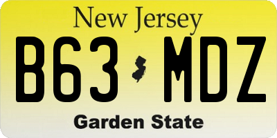 NJ license plate B63MDZ