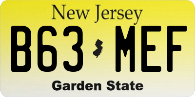 NJ license plate B63MEF