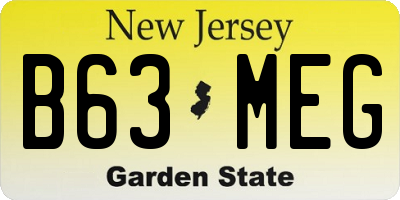 NJ license plate B63MEG
