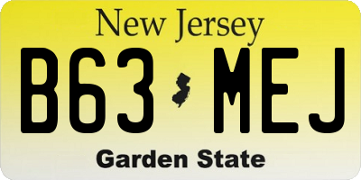 NJ license plate B63MEJ